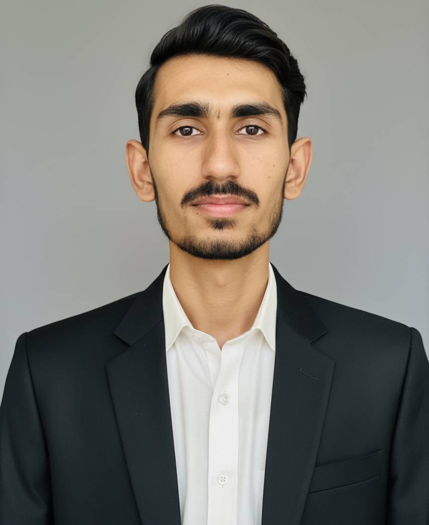 Black-and-white portrait of Shakaib